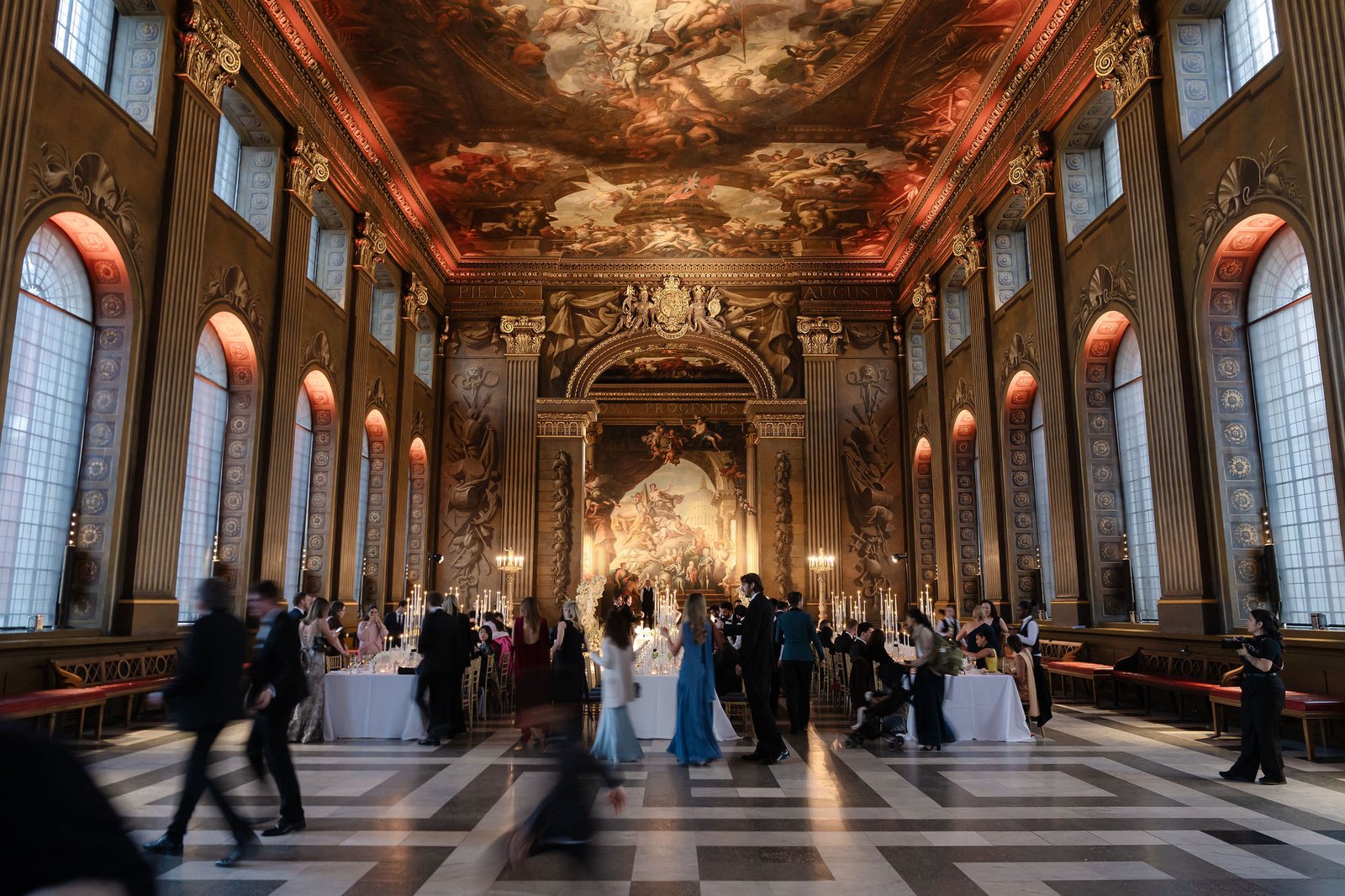 Guests gathering in the reception hall at a DTL London wedding